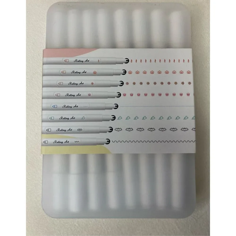 8Pcs Colorful Novelty Fidget Curve Pen - 8 Halloween Patterns, Assembled, DIY Sh
